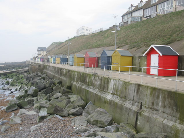 Coloured beach huts along the promenade at Sheringham