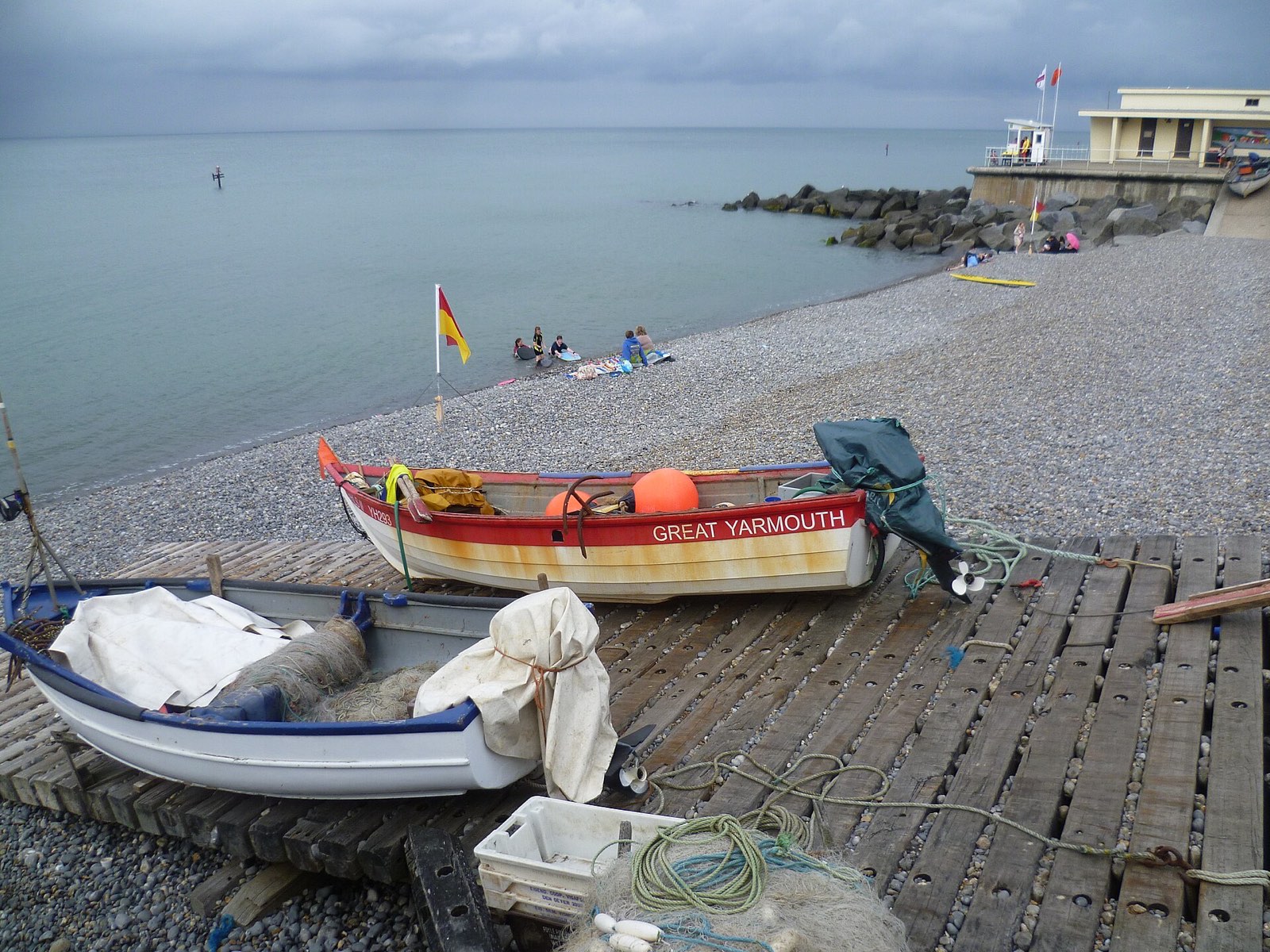 Crab boats hauled up on Sheringham beach